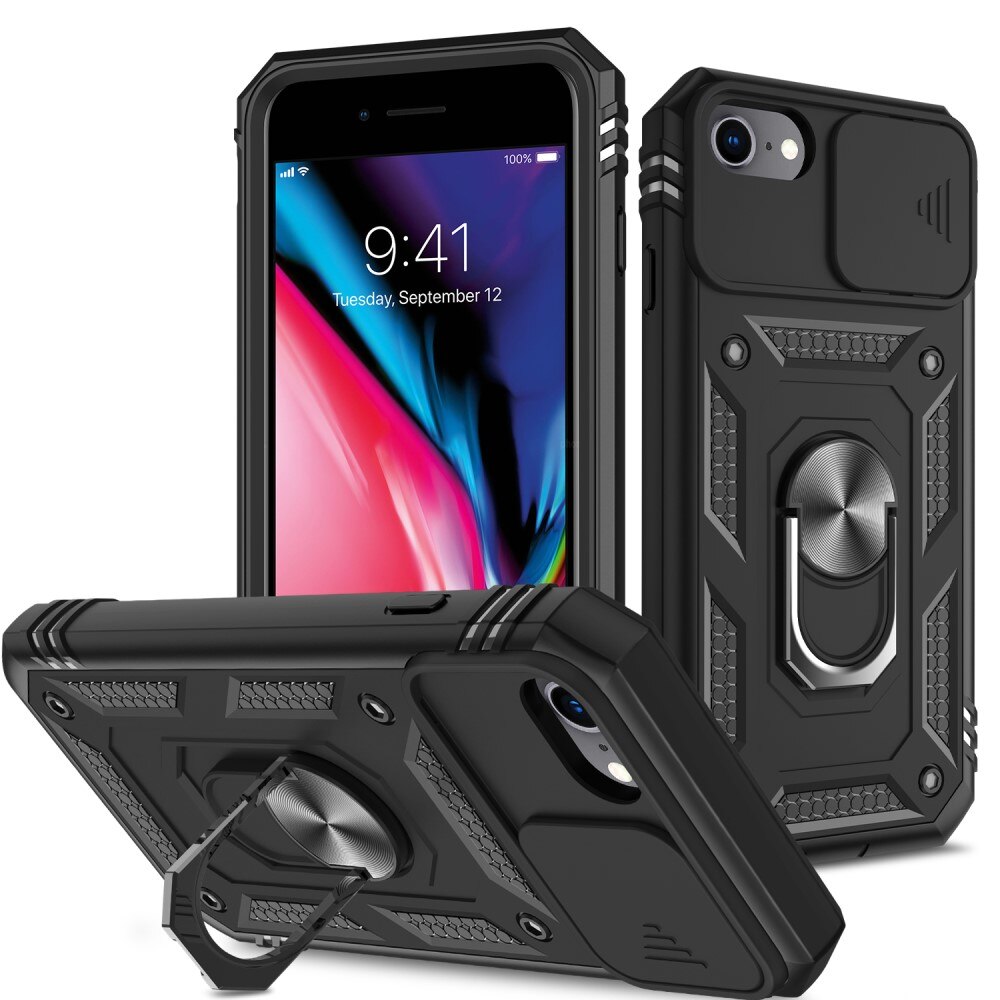 Funda híbrida Tech Ring y Protector Cámara iPhone 7/8/SE negro