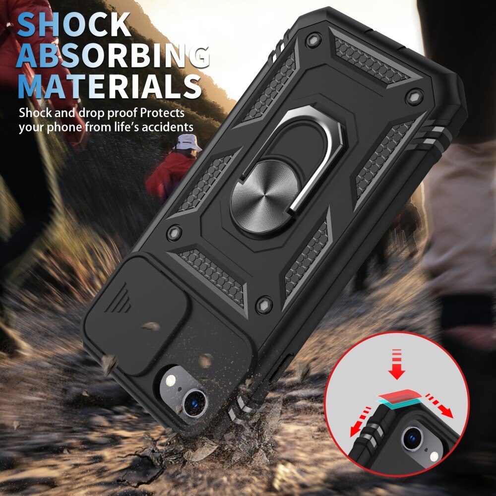 Funda híbrida Ring y Protector Cámara Apple iPhone SE 2020/iPhone SE 2022/iPhone 8/iPhone 7 Negro