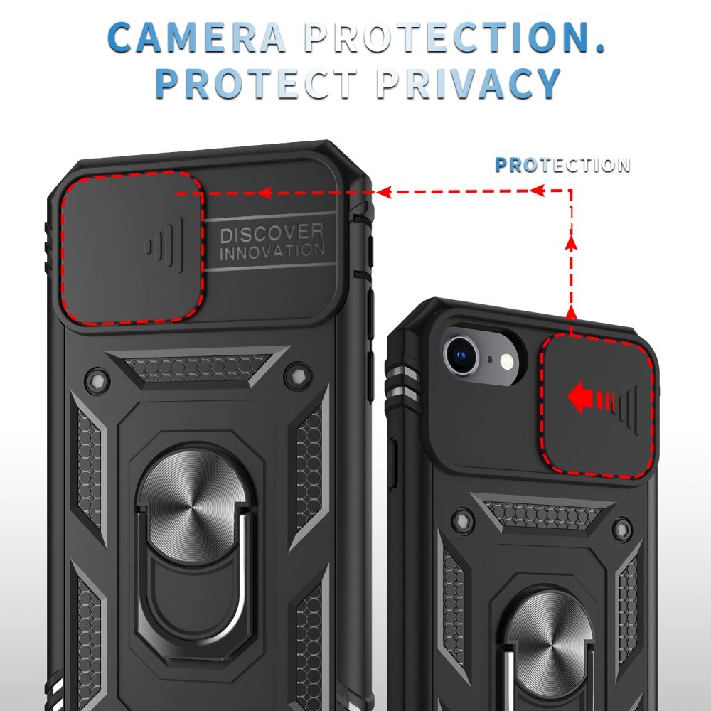 Funda híbrida Ring y Protector Cámara Apple iPhone SE 2020/iPhone SE 2022/iPhone 8/iPhone 7 Negro