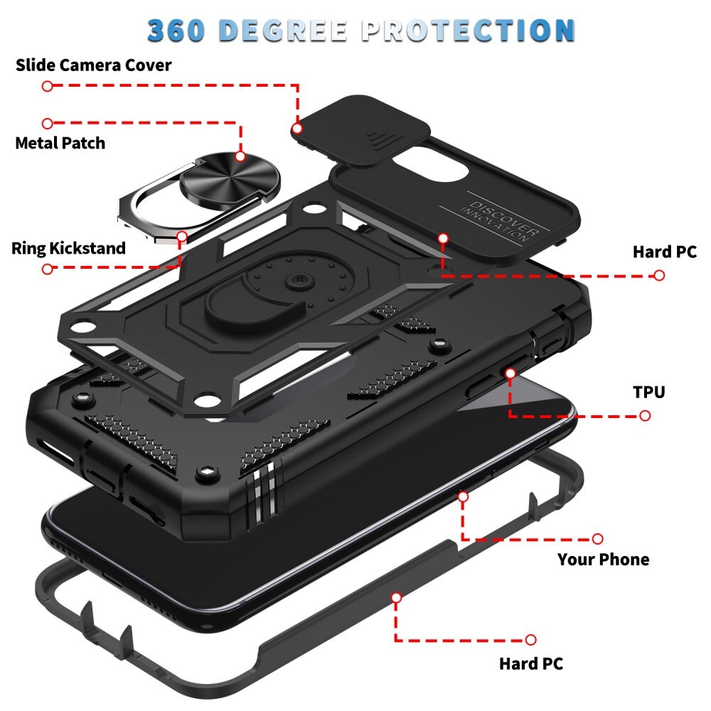Funda híbrida Ring y Protector Cámara Apple iPhone SE 2020/iPhone SE 2022/iPhone 8/iPhone 7 Negro