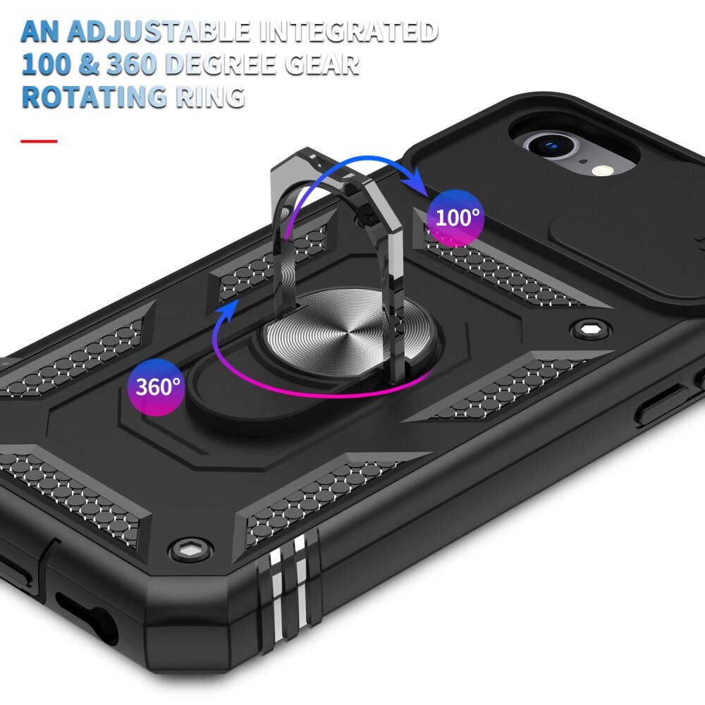 Funda híbrida Ring y Protector Cámara Apple iPhone SE 2020/iPhone SE 2022/iPhone 8/iPhone 7 Negro