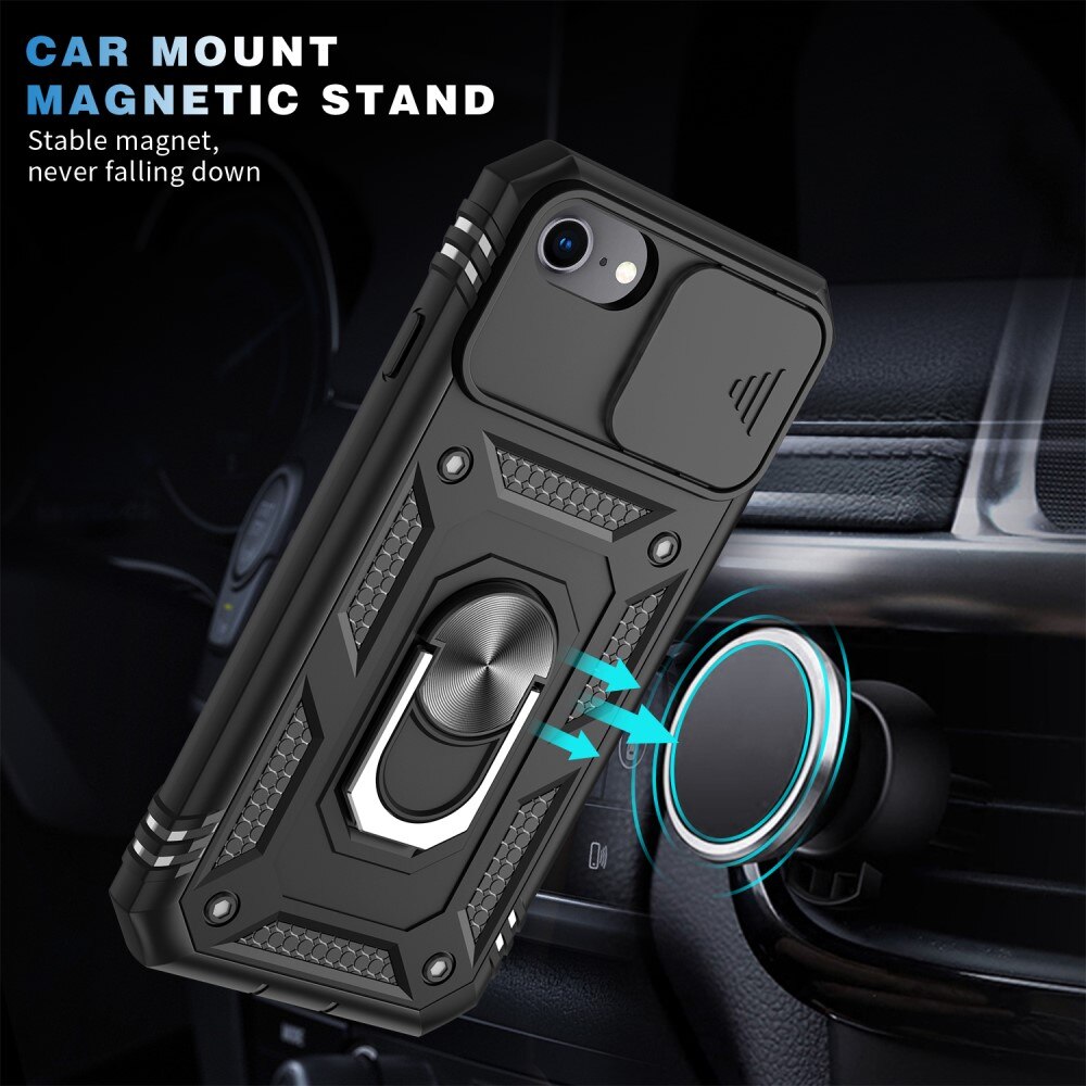 Funda híbrida Ring y Protector Cámara Apple iPhone SE 2020/iPhone SE 2022/iPhone 8/iPhone 7 Negro