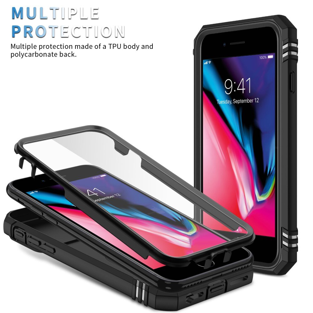 Funda híbrida Ring y Protector Cámara Apple iPhone SE 2020/iPhone SE 2022/iPhone 8/iPhone 7 Negro