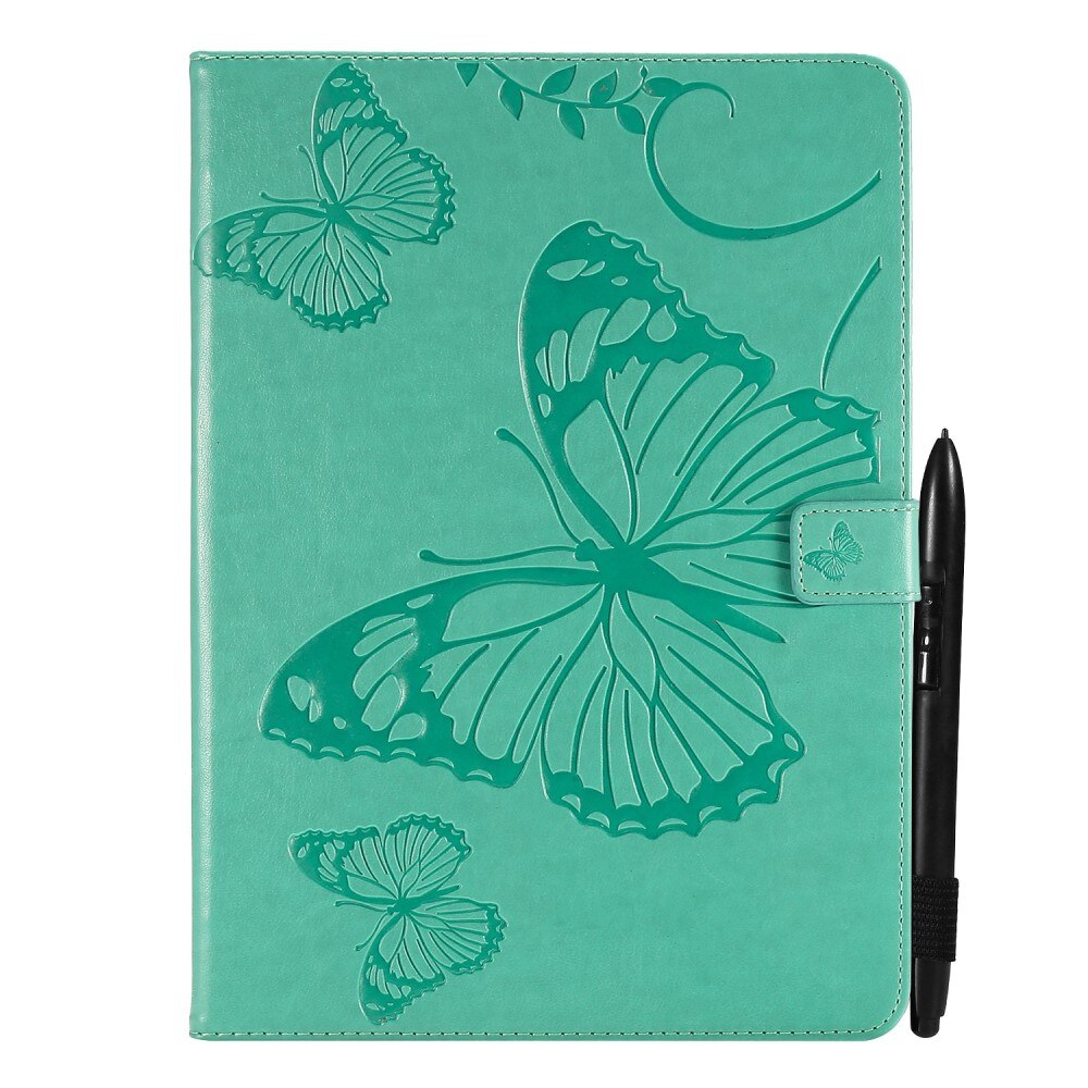 Funda de cuero con mariposas   Verde