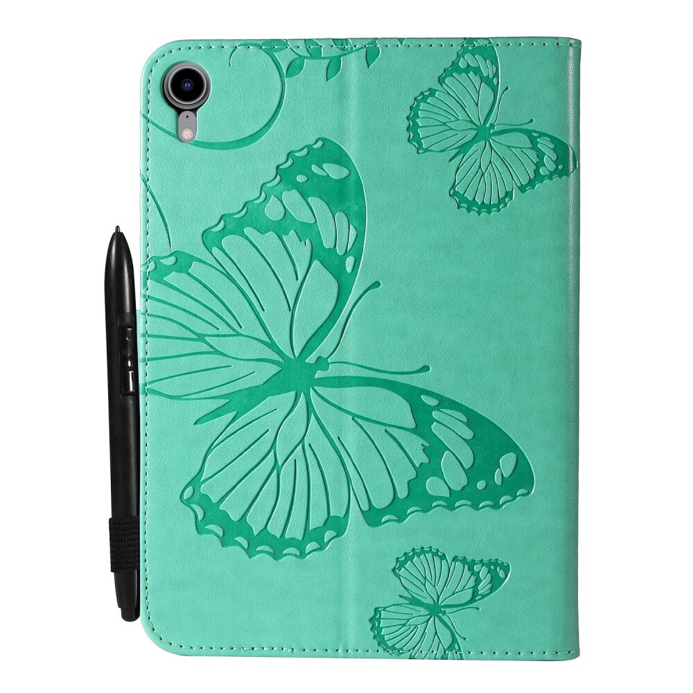 Funda de cuero con mariposas   Verde