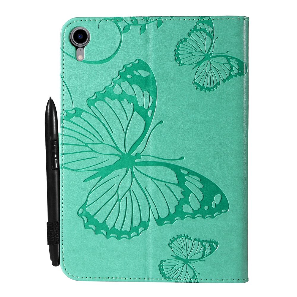 Funda de cuero con mariposas iPad Mini 6 2021 Verde