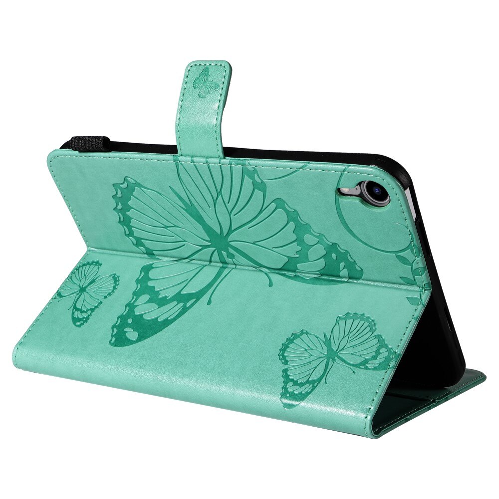 Funda de cuero con mariposas iPad Mini 6 2021 Verde