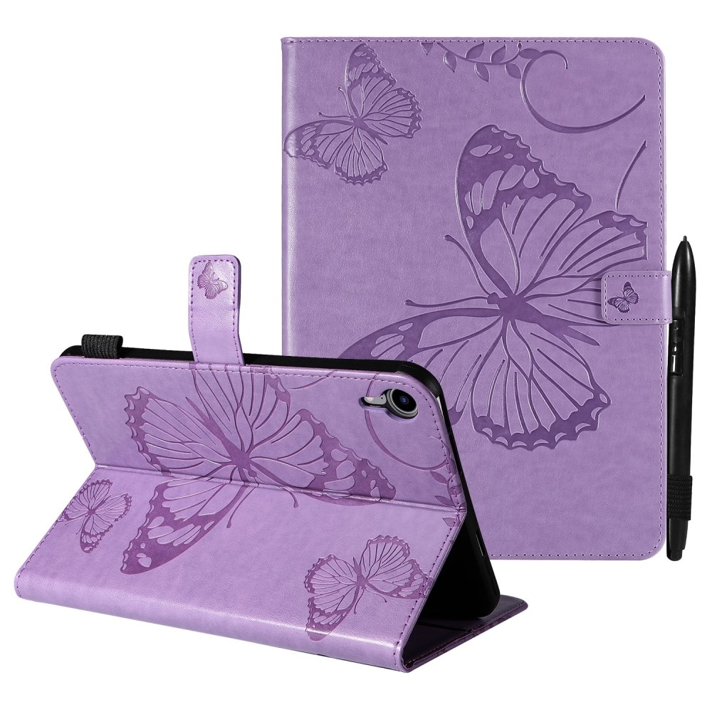 Funda de cuero con mariposas iPad Mini 6th Gen (2021) violeta