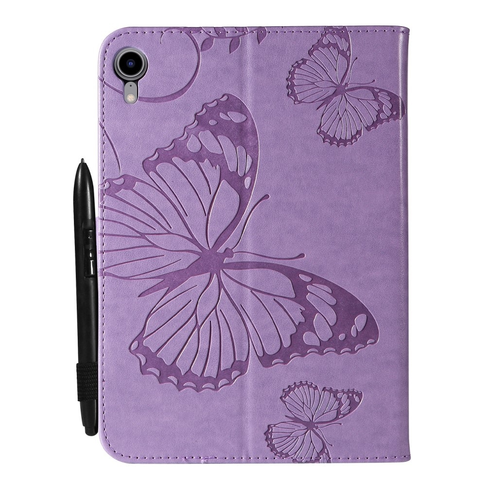 Funda de cuero con mariposas iPad Mini 6th Gen (2021) violeta