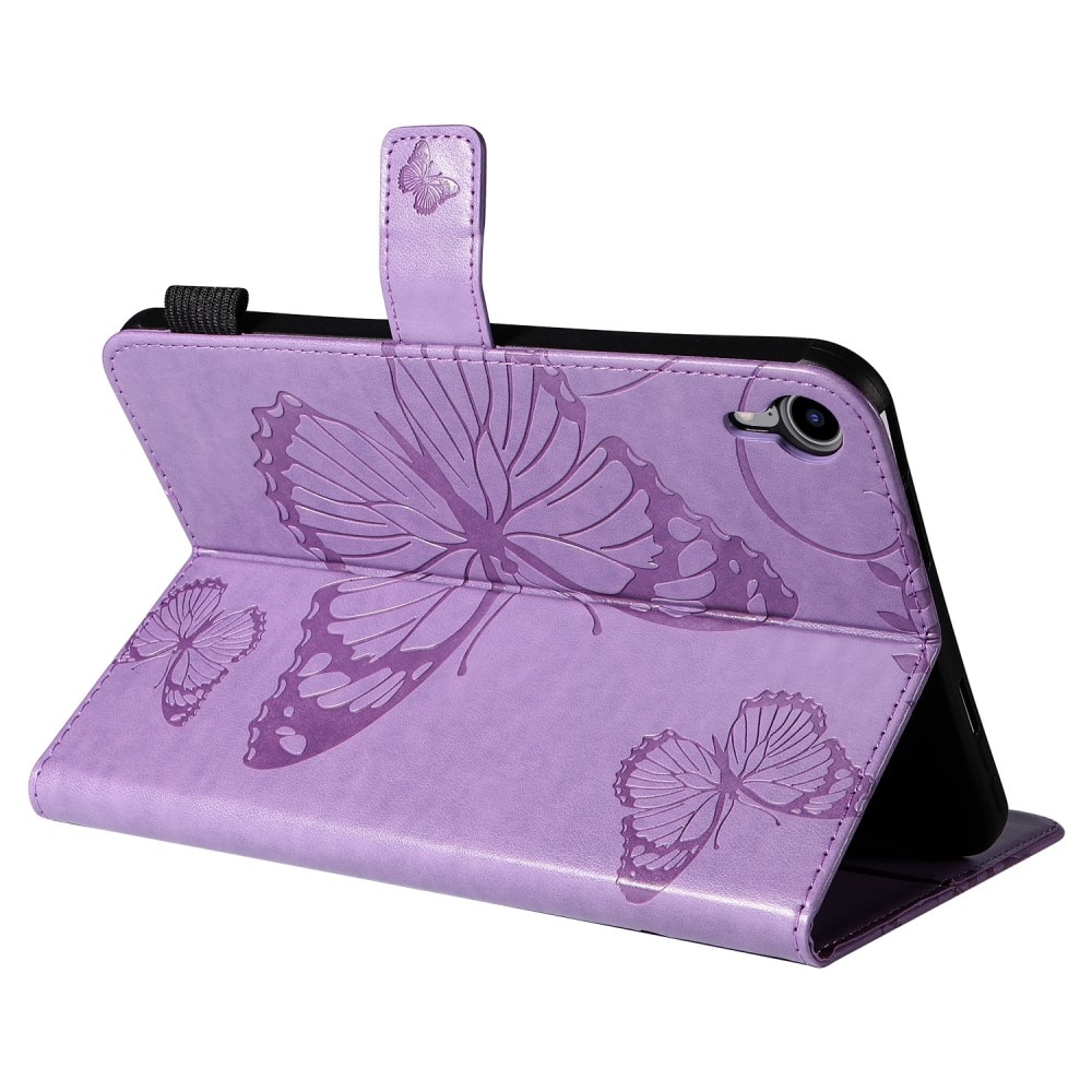 Funda de cuero con mariposas iPad Mini 6th Gen (2021) violeta