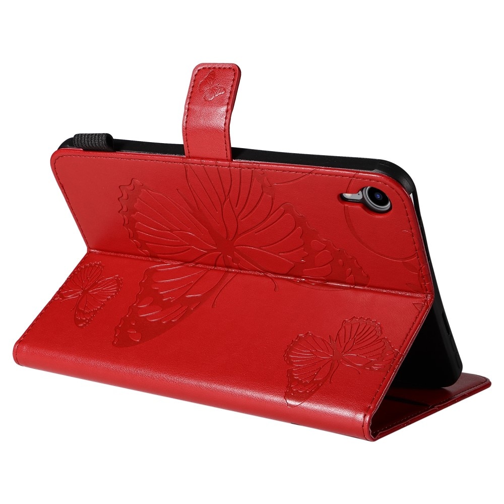 Funda de cuero con mariposas iPad Mini 6th Gen (2021) Rojo