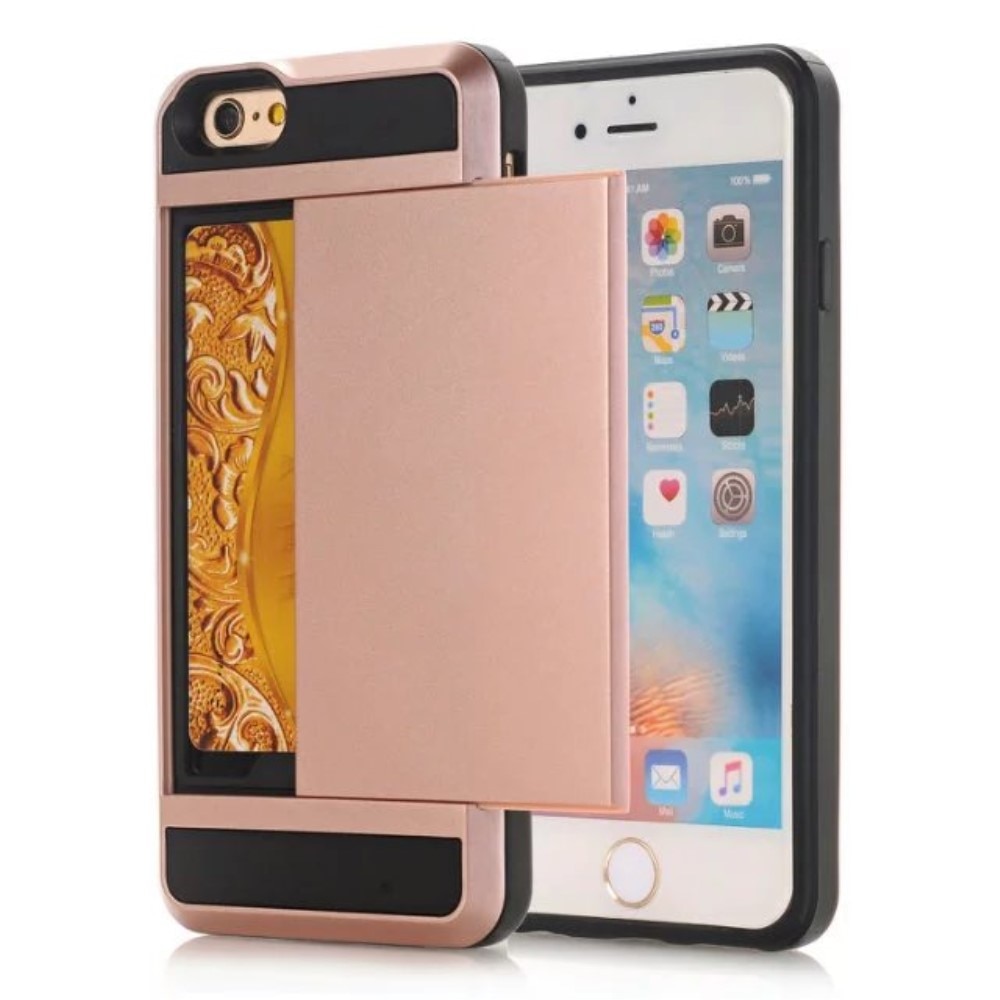 Funda con ranura para tarjetas iPhone SE (2022) oro rosa