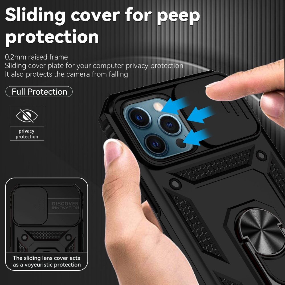 Funda híbrida Ring y Protector Cámara iPhone 12 Pro Max Negro