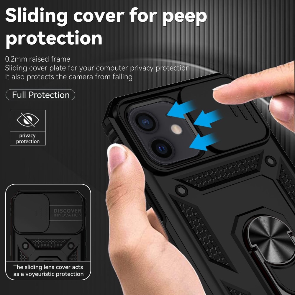 Funda híbrida Ring y Protector Cámara iPhone 12/iPhone 12 Pro Negro