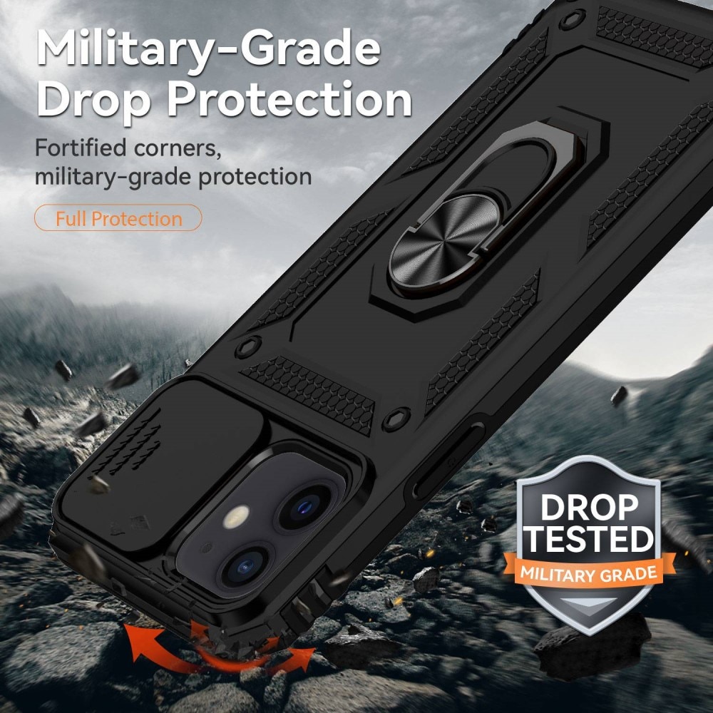 Funda híbrida Ring y Protector Cámara iPhone 12/iPhone 12 Pro Negro