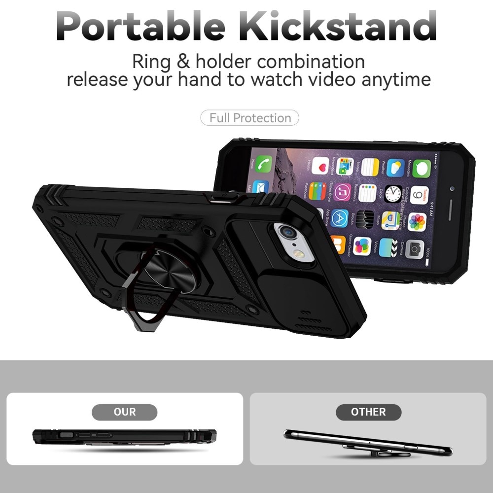Funda híbrida Ring y Protector Cámara iPhone 7 Negro