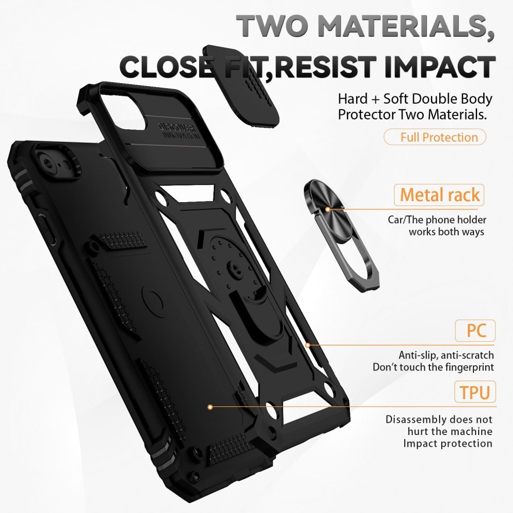 Funda híbrida Ring y Protector Cámara iPhone 7 Negro