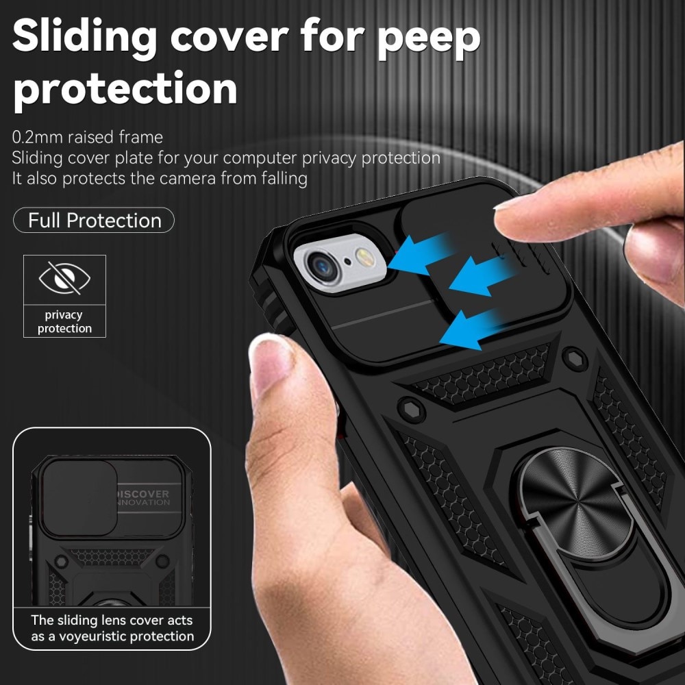 Funda híbrida Tech Ring y Protector Cámara iPhone SE (2022) negro