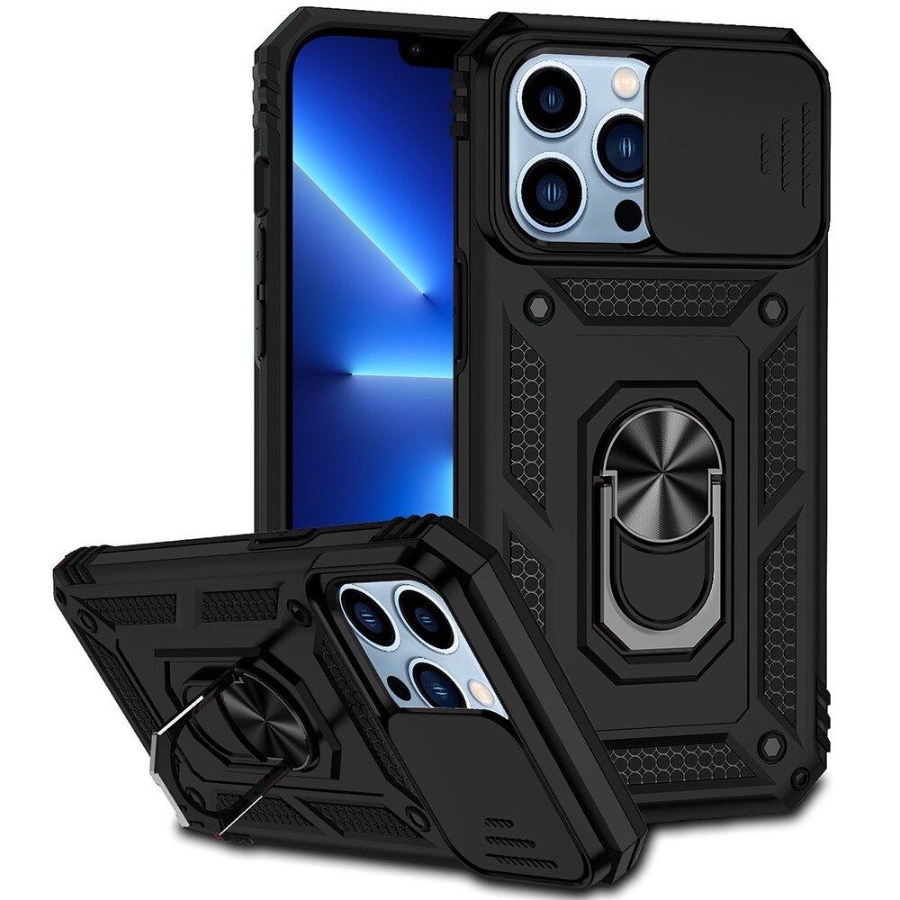 Funda híbrida Ring y Protector Cámara iPhone 13 Pro Max Negro