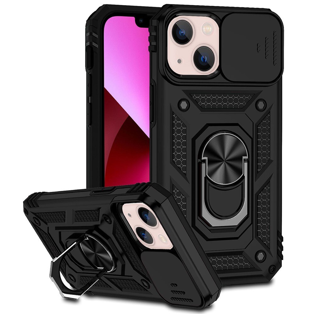 Funda híbrida Ring y Protector Cámara iPhone 13 Mini Negro