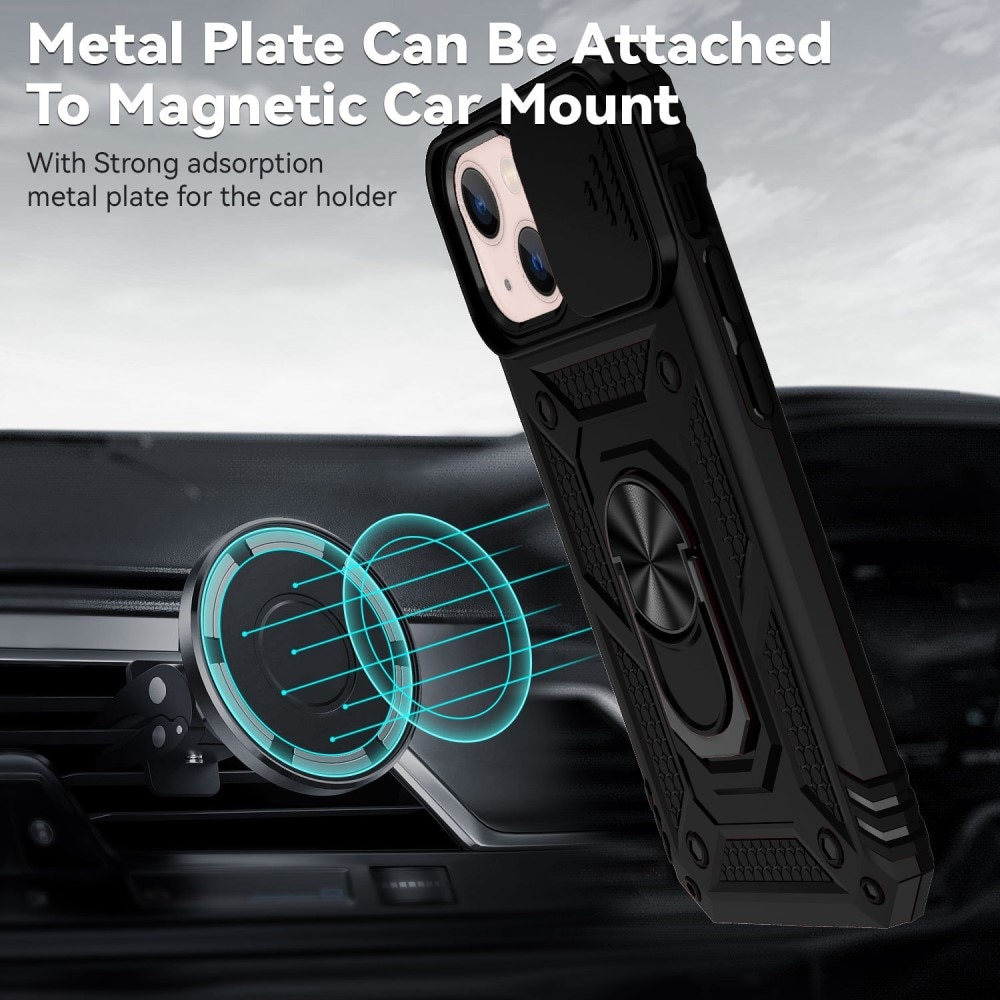Funda híbrida Ring y Protector Cámara iPhone 13 Mini Negro