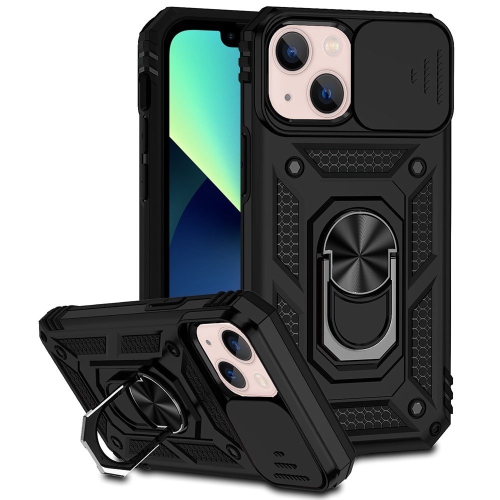 Funda híbrida Ring y Protector Cámara iPhone 13 Negro