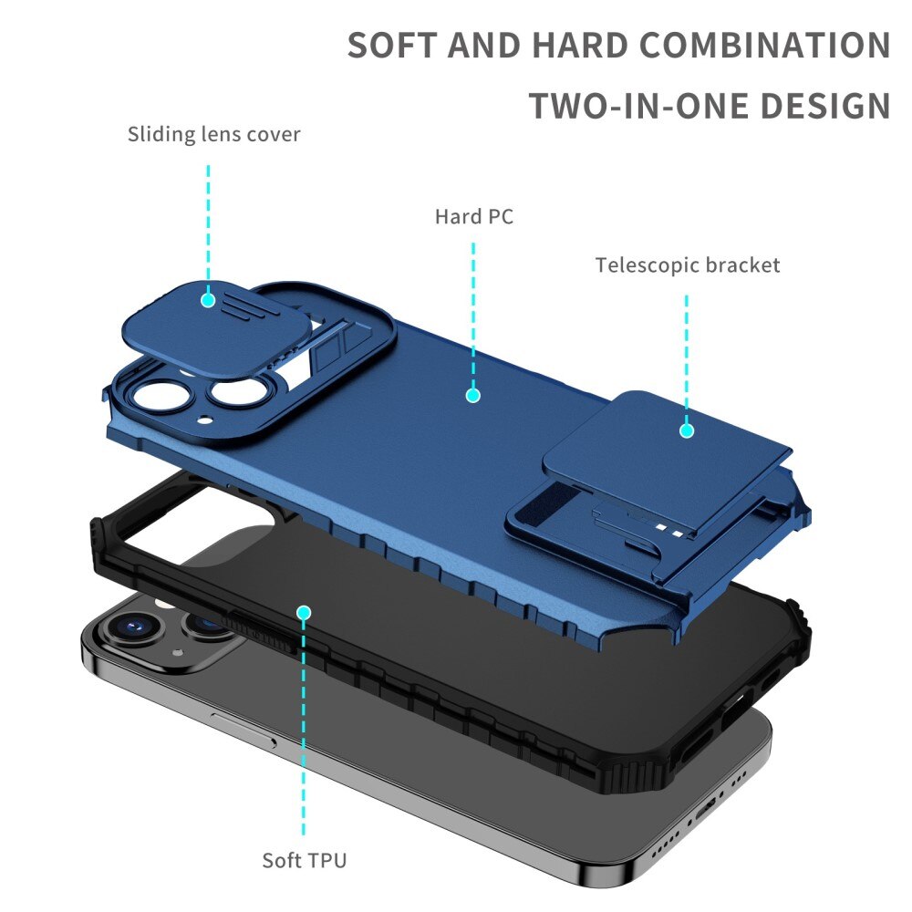 Funda Kickstand con Protector Cámara Apple iPhone 13 Pro Azul
