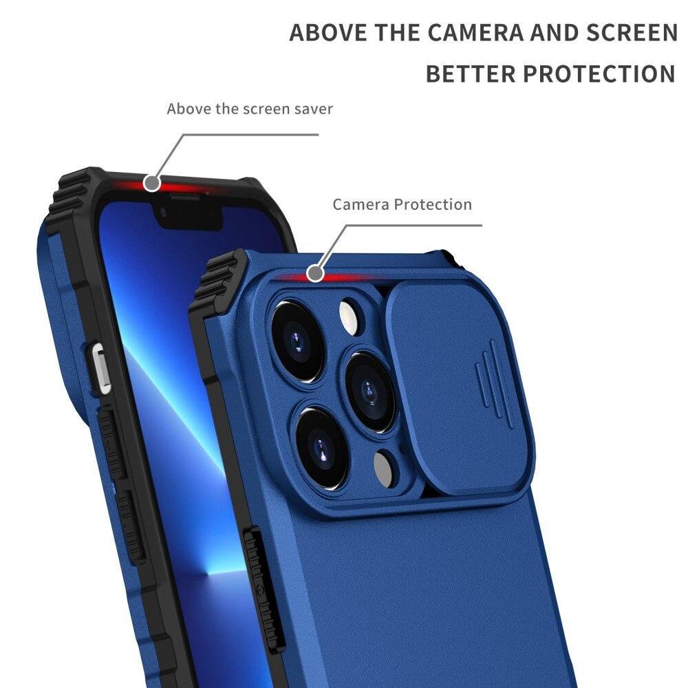 Funda Kickstand con Protector Cámara Apple iPhone 13 Pro Azul