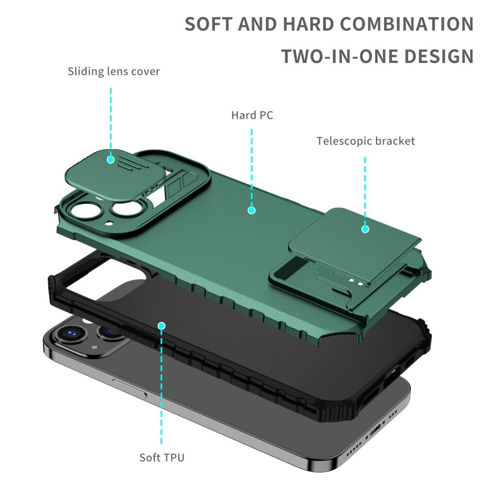 Funda Kickstand con Protector Cámara Apple iPhone 13 Pro Verde