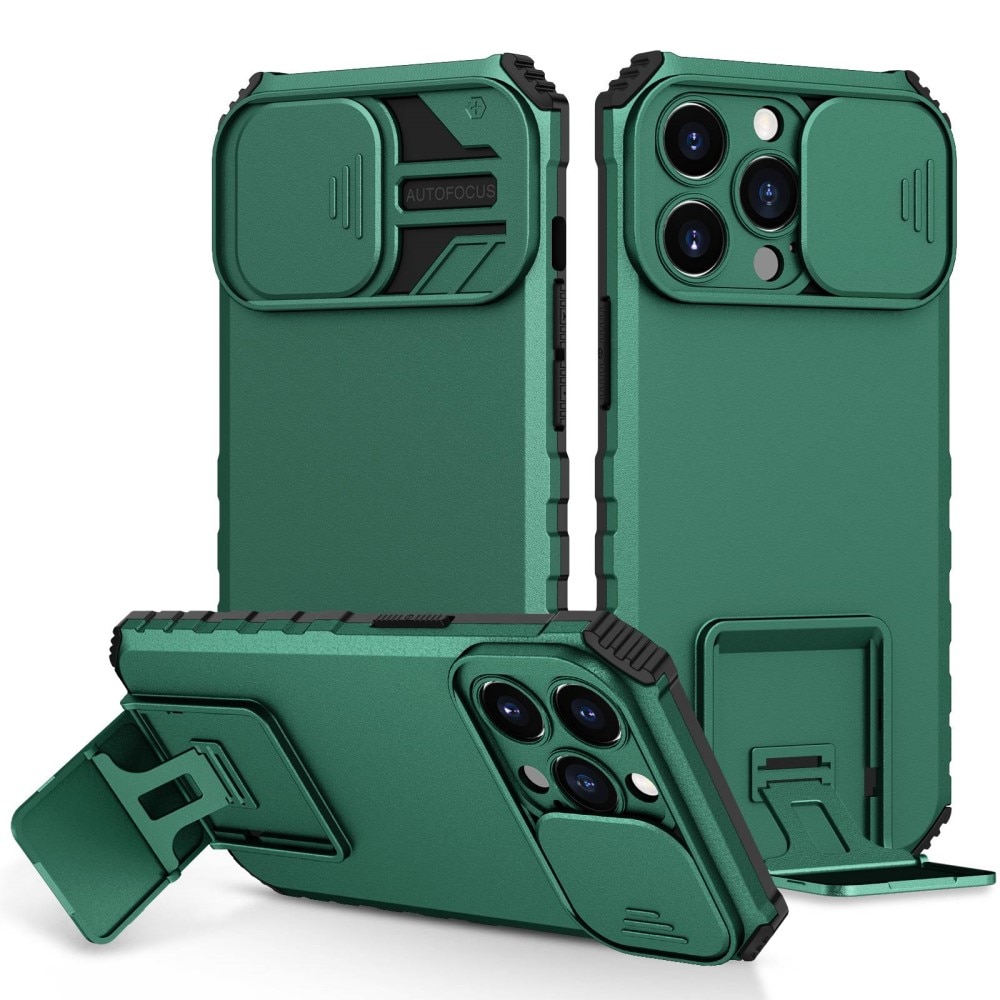 Funda Kickstand con Protector Cámara iPhone 13 Pro Verde