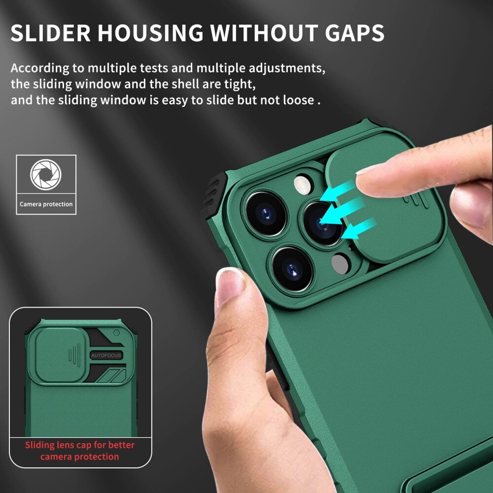 Funda Kickstand con Protector Cámara iPhone 13 Pro Verde