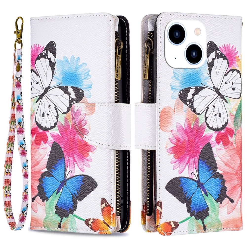 Funda tipo billetera iPhone 14 Mariposas de verano