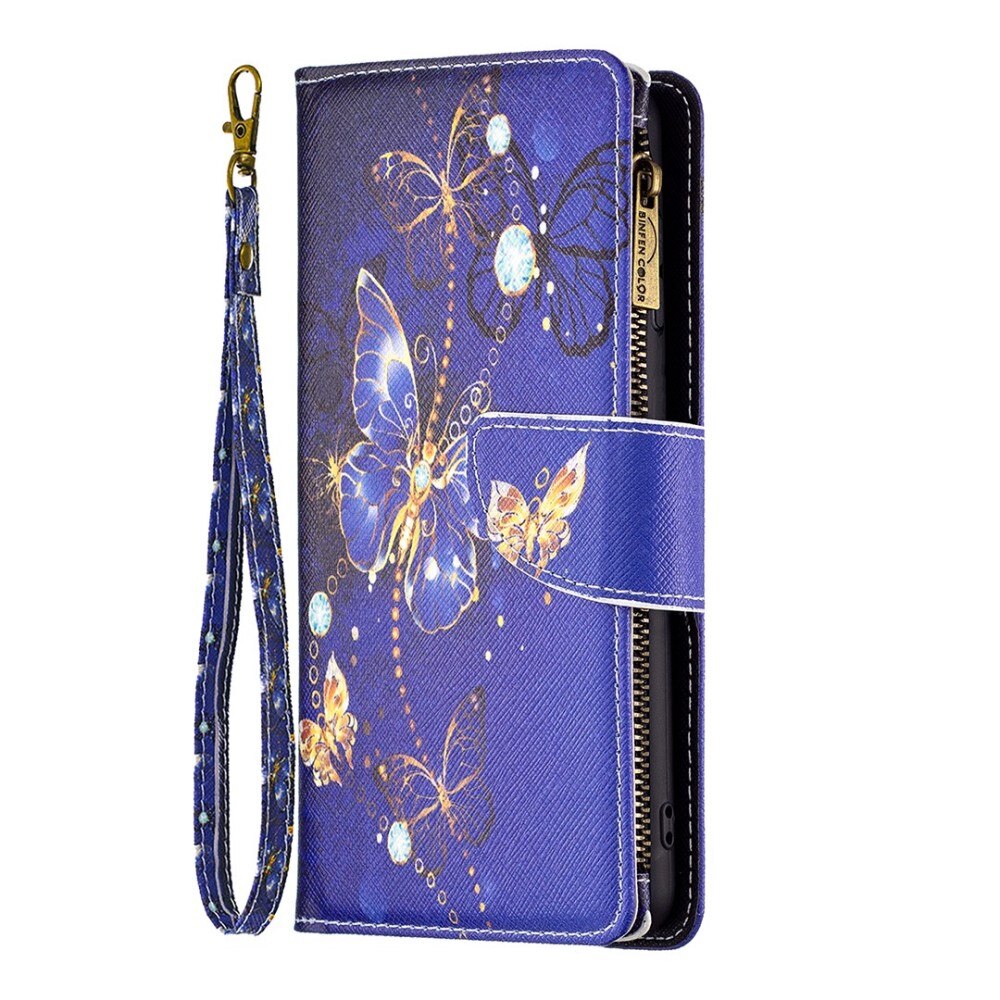 Funda tipo billetera iPhone 14 Mariposas violetas