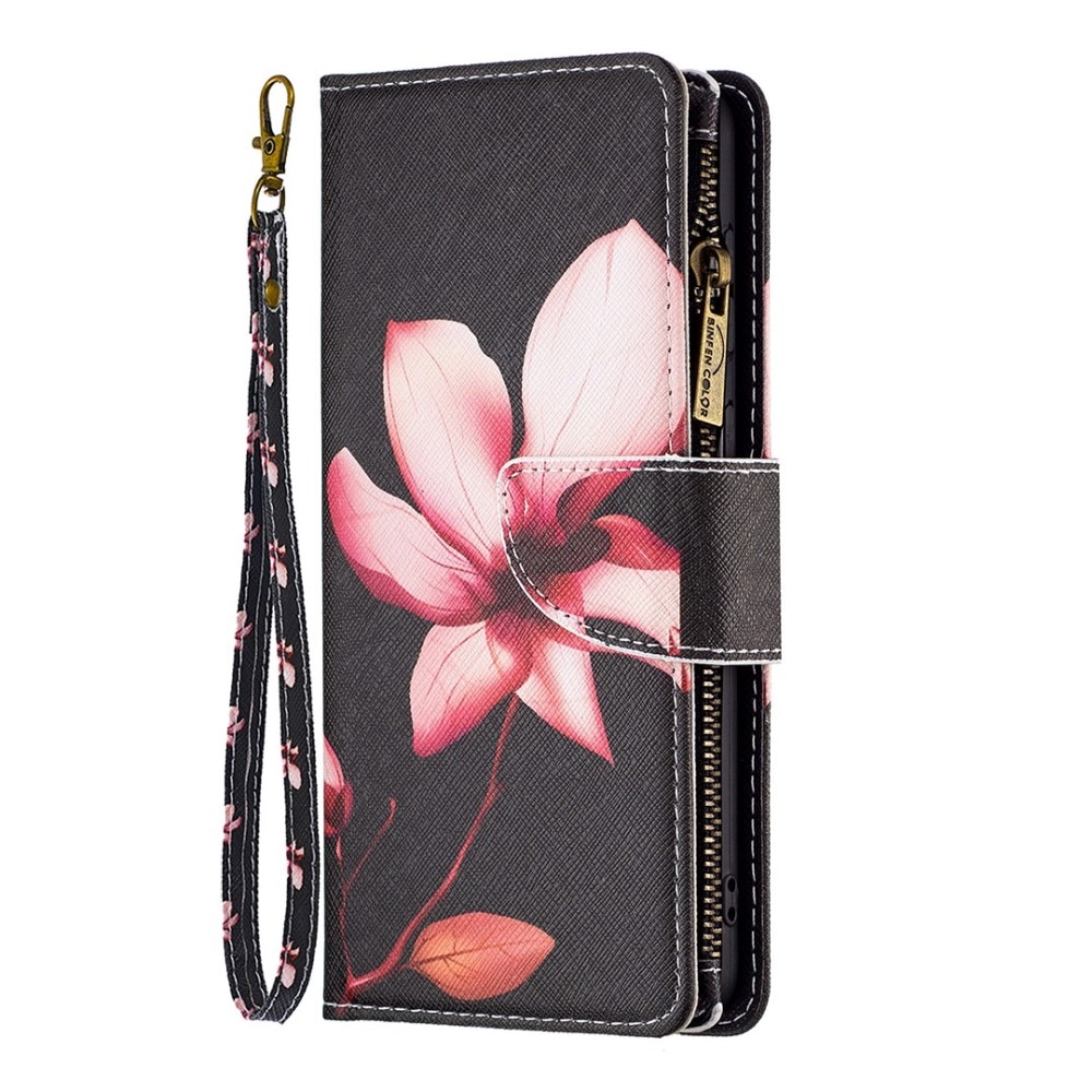 Funda tipo billetera iPhone 14 Flor rosa