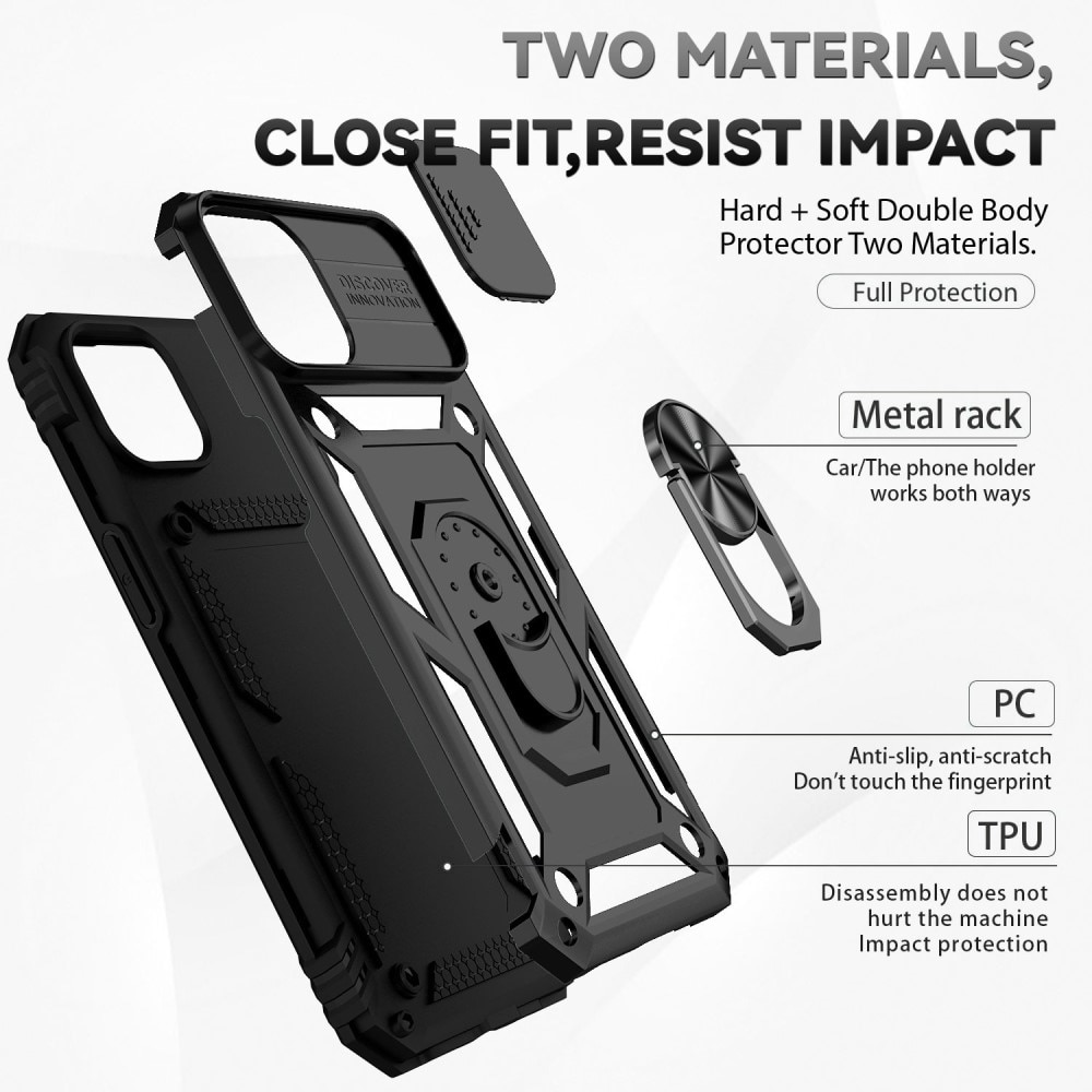 Funda híbrida Ring y Protector Cámara iPhone 14 Plus Negro