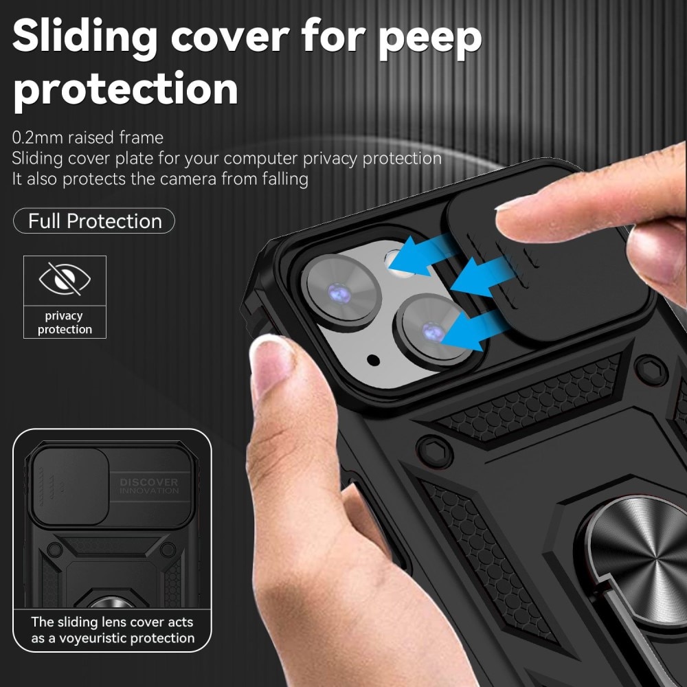 Funda híbrida Ring y Protector Cámara iPhone 14 Plus Negro