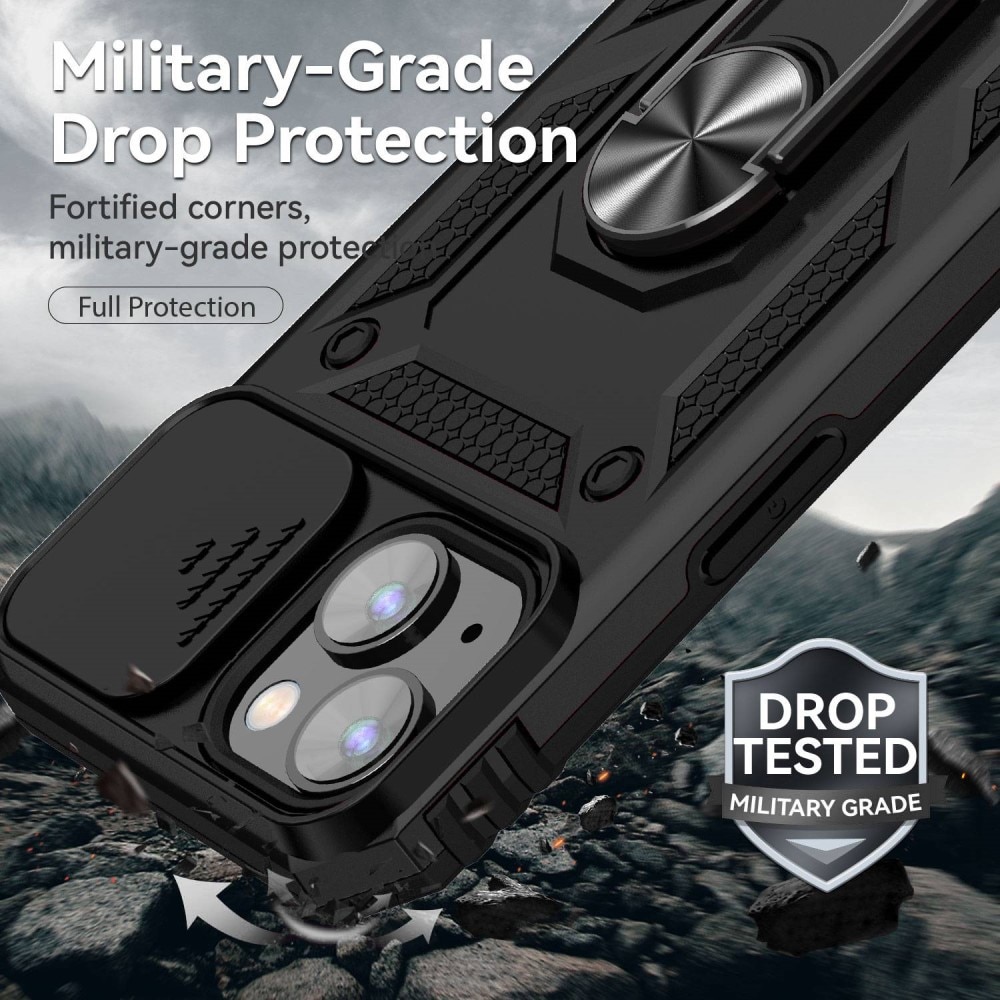 Funda híbrida Ring y Protector Cámara iPhone 14 Plus Negro