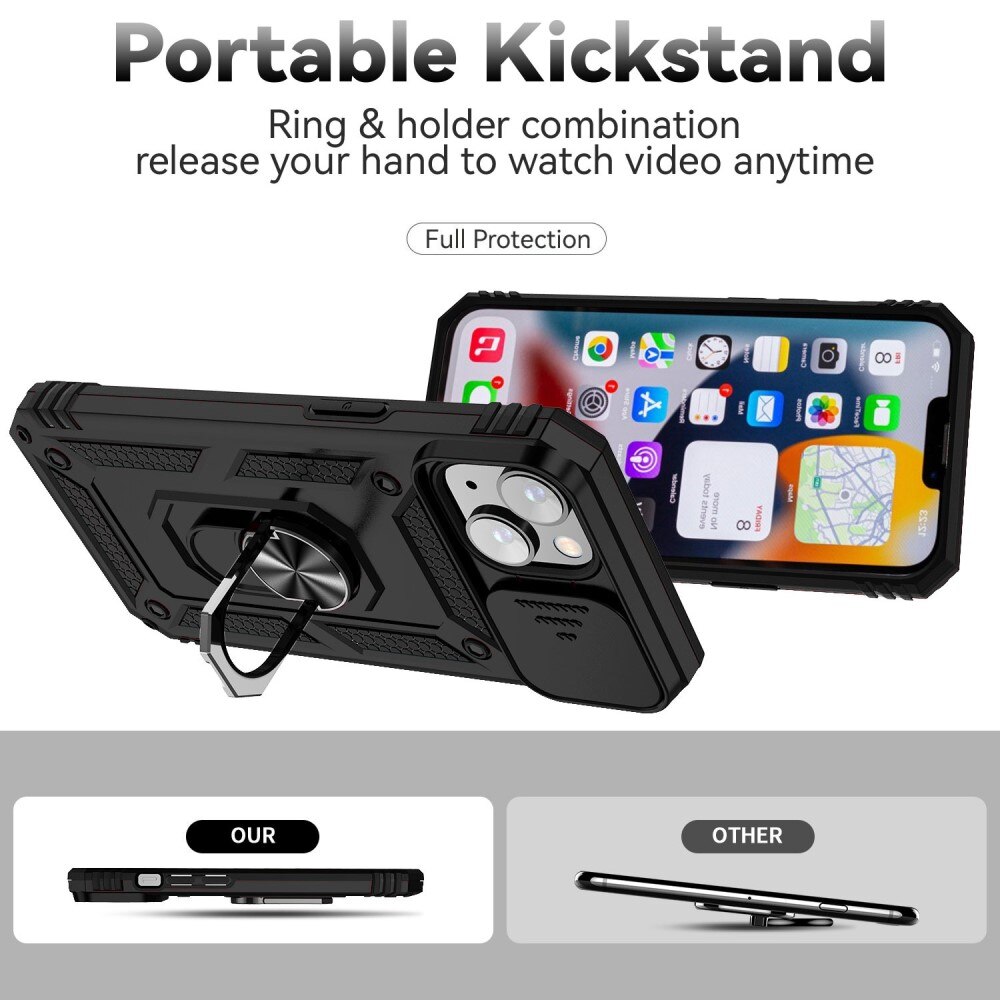 Funda híbrida Ring y Protector Cámara iPhone 14 Plus Negro