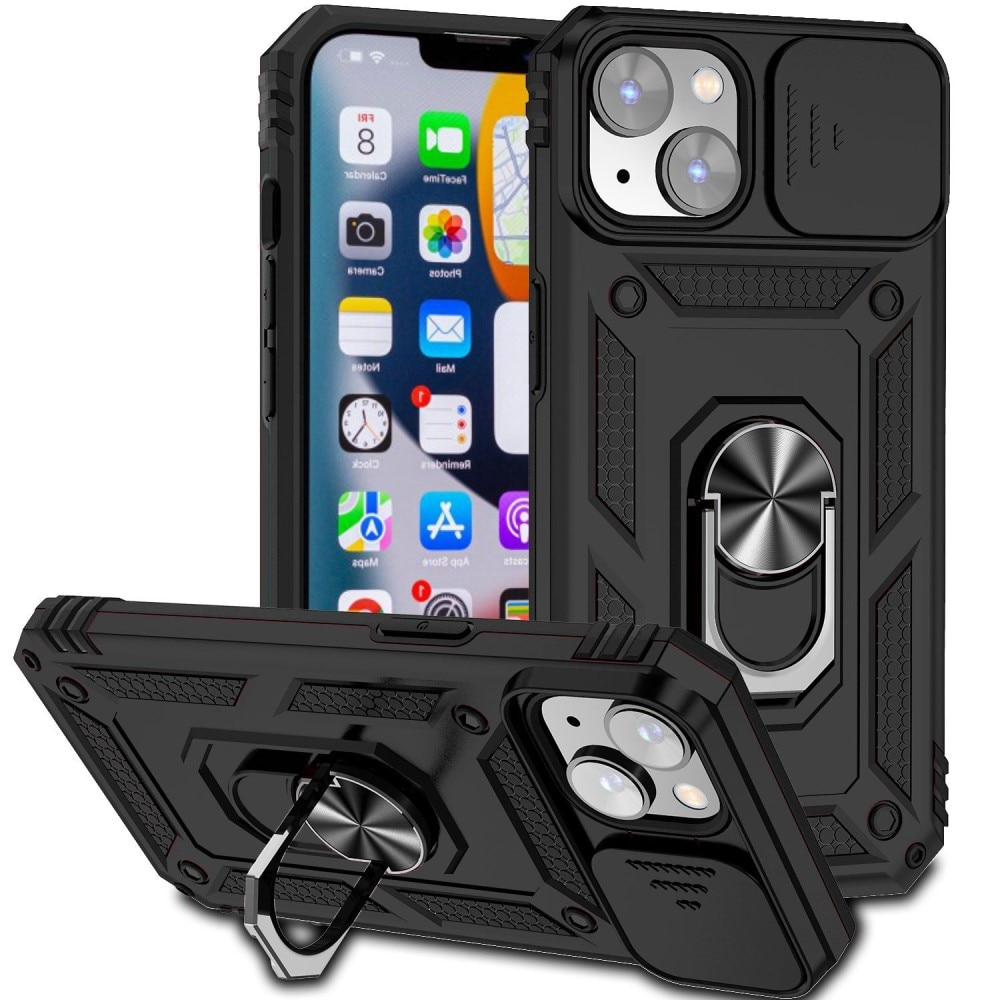 Funda híbrida Ring y Protector Cámara iPhone 14 Negro