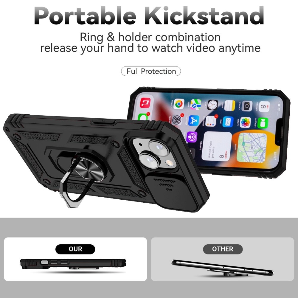 Funda híbrida Ring y Protector Cámara iPhone 14 Negro