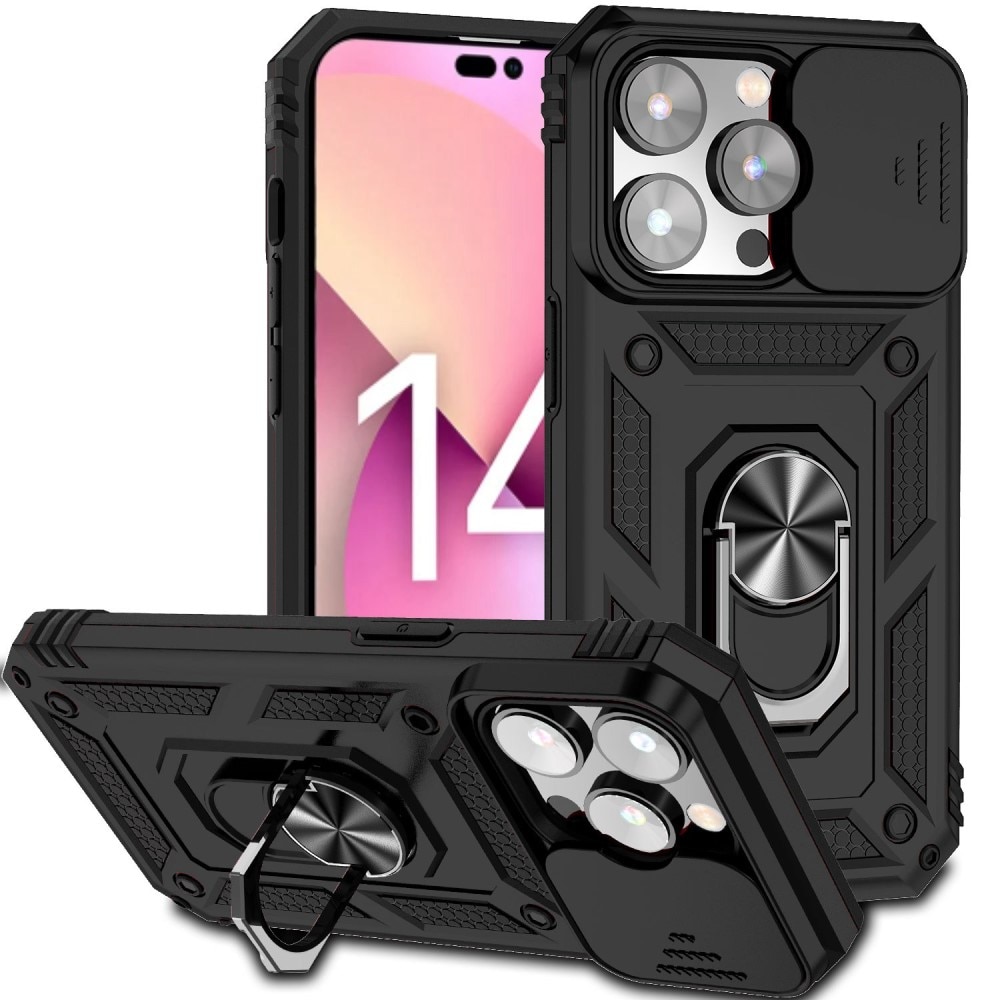 Funda híbrida Ring y Protector Cámara iPhone 14 Pro Negro