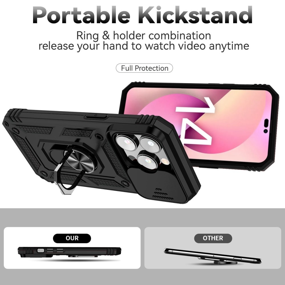 Funda híbrida Ring y Protector Cámara iPhone 14 Pro Negro