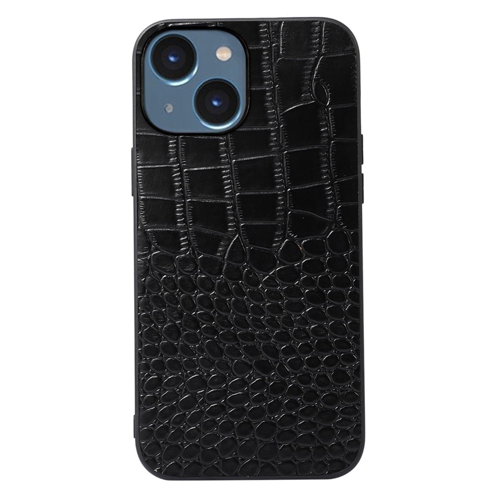 Funda híbrida Cuero genuino Cocodrilo iPhone 14 negro