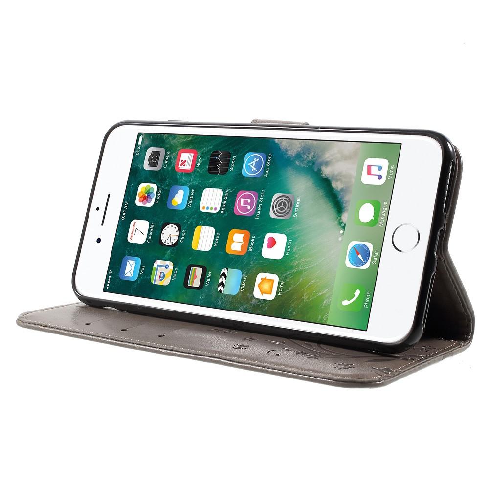 Funda de Cuero con Mariposas Apple iPhone 7 Plus/iPhone 8 Plus, Gris