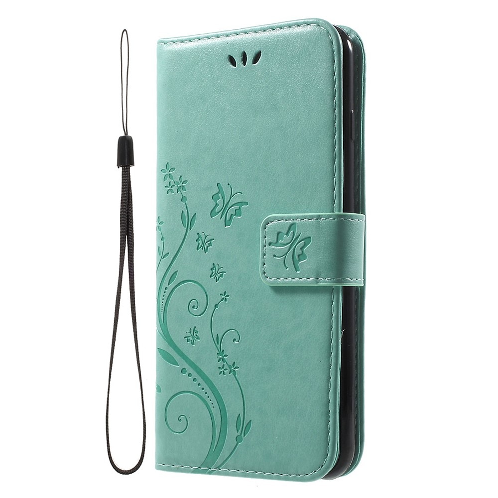 Funda de Cuero con Mariposas iPhone 7 Plus/iPhone 8 Plus, Verde