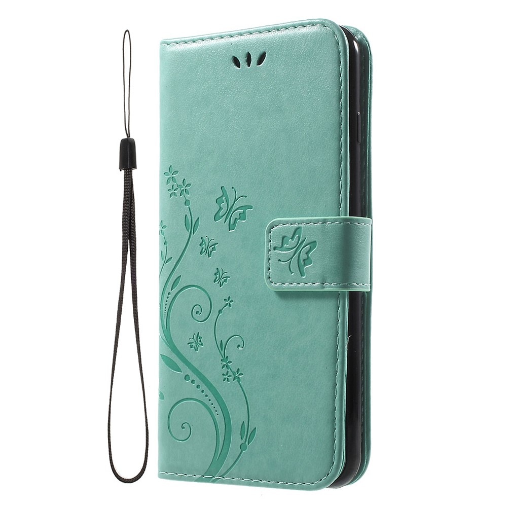 Funda de cuero con mariposas para iPhone 7 Plus/8 Plus, verde