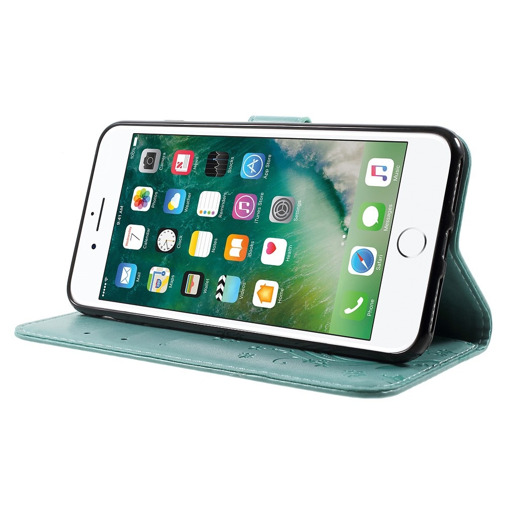 Funda de Cuero con Mariposas iPhone 7 Plus/iPhone 8 Plus, Verde