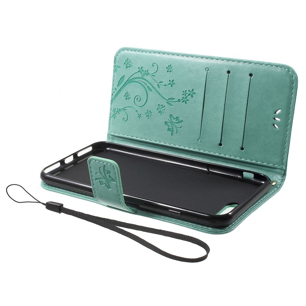 Funda de Cuero con Mariposas iPhone 7 Plus/iPhone 8 Plus, Verde