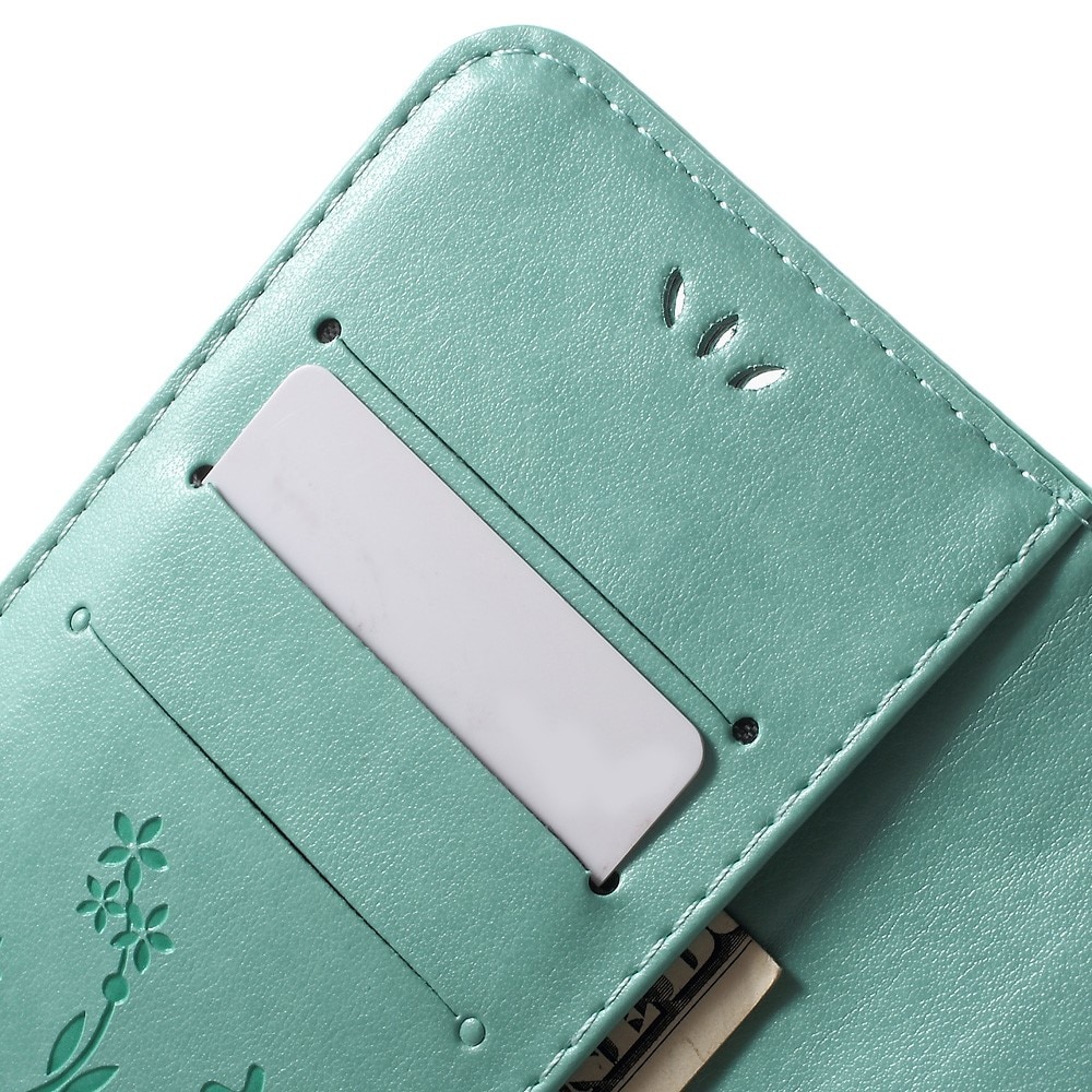 Funda de cuero con mariposas para iPhone 7 Plus/8 Plus, verde