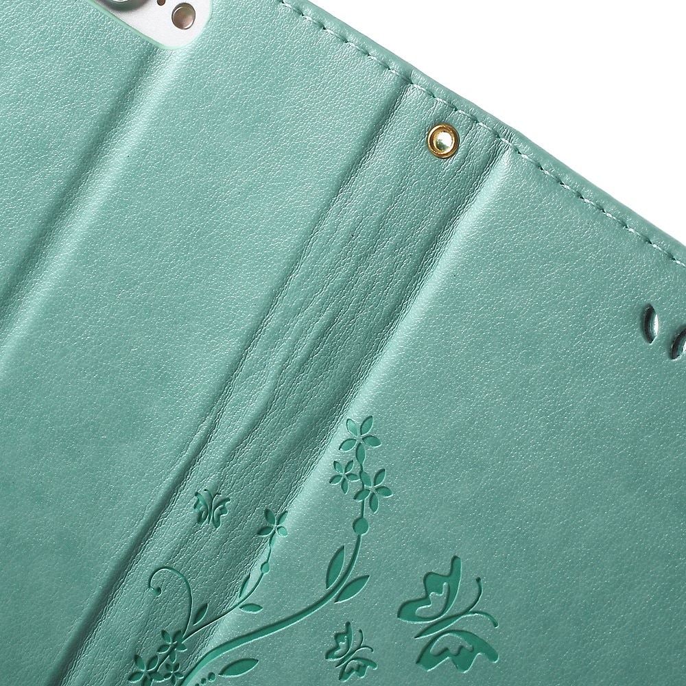 Funda de Cuero con Mariposas iPhone 7 Plus/iPhone 8 Plus, Verde